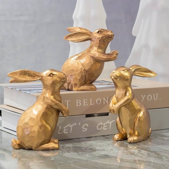 Other - Vintage Gold Bunny Decor Rabbit Figurines, Small Easter BunnyFigurine